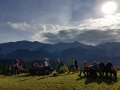 Gruppe vor Berpanorama